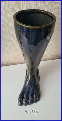 Pair of Signed Studio Pottery Hand & Foot Vases Sculptural Ceramic 35cm