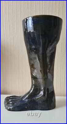 Pair of Signed Studio Pottery Hand & Foot Vases Sculptural Ceramic 35cm