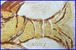 Pair of vintage studio pottery tiles with fossil fish decoration 6 Hensman