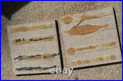 Pair of vintage studio pottery tiles with fossil fish decoration 6 Hensman