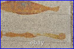 Pair of vintage studio pottery tiles with fossil fish decoration 6 Hensman