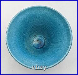 Pat Armstrong Raku Blue Glaze Studio Pottery Small Vase 20th Century