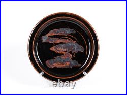 Paul Green Abbey Studio Pottery Tenmoku Plate 1980s Zen Calligraphy Signed