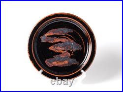 Paul Green Abbey Studio Pottery Tenmoku Plate 1980s Zen Calligraphy Signed