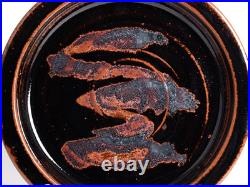 Paul Green Abbey Studio Pottery Tenmoku Plate 1980s Zen Calligraphy Signed