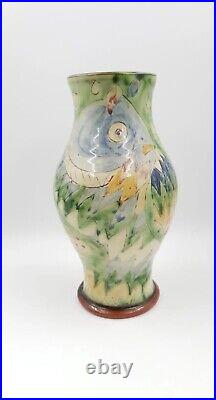 Paul Jackson Studio Pottery Vase Decorated With Fish Impressed Mark