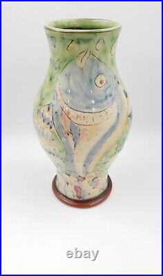 Paul Jackson Studio Pottery Vase Decorated With Fish Impressed Mark