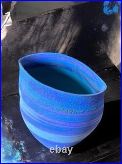 Paul Spence Studio Ceramic Art Pottery. Blue. Abstract. Marked