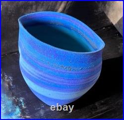 Paul Spence Studio Ceramic Art Pottery. Blue. Abstract. Marked