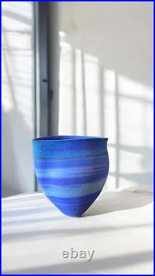 Paul Spence Studio Ceramic Art Pottery. Blue. Abstract. Marked