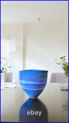 Paul Spence Studio Ceramic Art Pottery. Blue. Abstract. Marked