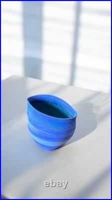 Paul Spence Studio Ceramic Art Pottery. Blue. Abstract. Marked