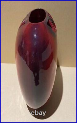 Peggy Davies Ceramics Flambe Vase by John W Brown Signed VGC 19cm