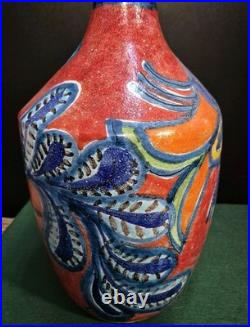 Pesimone 1973 Italian Studio Pottery Vase 19 Abstract Fish Design Signed
