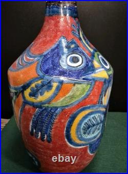 Pesimone 1973 Italian Studio Pottery Vase 19 Abstract Fish Design Signed