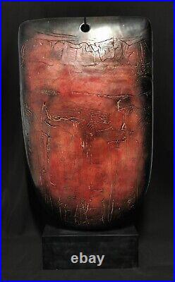 Peter Hayes Monumental Red Raku Keyhole Bow Ceramic Sculpture Studio Pottery