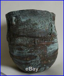 Peter Hayes large ceramic vessel highly textured surfaces signed