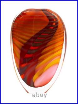 Peter Layton Paradiso pattern studio glass stoneform vase, signed