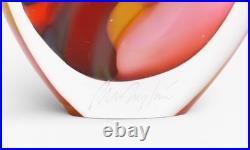 Peter Layton Paradiso pattern studio glass stoneform vase, signed
