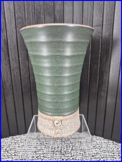 Peter Shearer Studio Pottery Vase NZ Tidal Series Green Celadon & Crackle