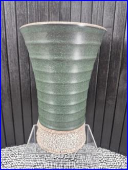 Peter Shearer Studio Pottery Vase NZ Tidal Series Green Celadon & Crackle