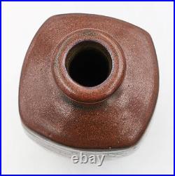 Peter Swanson Studio Pottery Square Stoneware Bottle Vase 20th Century
