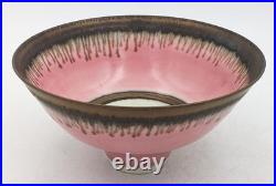 Peter Wills Small Studio Pottery Pink & Bronze Porcelain Bowl