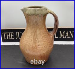 Phil Rogers Green Ash Salt Glazed With Incised Decoration Jug Studio Pottery
