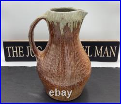 Phil Rogers Green Ash Salt Glazed With Incised Decoration Jug Studio Pottery
