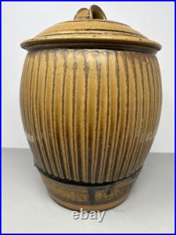Phil Rogers Large Stoneware Lidded Vase Incised Fluting Ash Glaze 34cm #2401