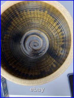 Phil Rogers Large Stoneware Lidded Vase Incised Fluting Ash Glaze 34cm #2401