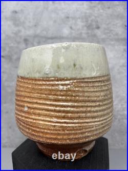 Phil Rogers Stoneware Yunomi Salt glaze & Feldspar & Impressed Decoration #2467 Phil Rogers Stoneware Yunomi Salt glaze & Feldspar & Impressed Decoration #2467
