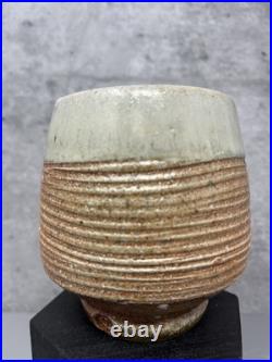 Phil Rogers Stoneware Yunomi Salt glaze & Feldspar & Impressed Decoration #2467 Phil Rogers Stoneware Yunomi Salt glaze & Feldspar & Impressed Decoration #2467