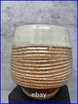 Phil Rogers Stoneware Yunomi Salt glaze & Feldspar & Impressed Decoration #2467 Phil Rogers Stoneware Yunomi Salt glaze & Feldspar & Impressed Decoration #2467