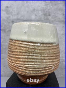 Phil Rogers Stoneware Yunomi Salt glaze & Feldspar & Impressed Decoration #2467 Phil Rogers Stoneware Yunomi Salt glaze & Feldspar & Impressed Decoration #2467