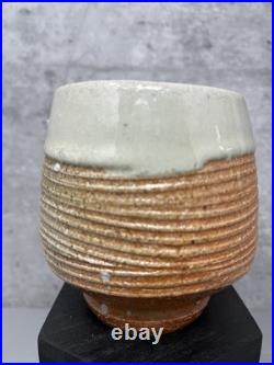 Phil Rogers Stoneware Yunomi Salt glaze & Feldspar & Impressed Decoration #2467 Phil Rogers Stoneware Yunomi Salt glaze & Feldspar & Impressed Decoration #2467