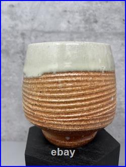Phil Rogers Stoneware Yunomi Salt glaze & Feldspar & Impressed Decoration #2467 Phil Rogers Stoneware Yunomi Salt glaze & Feldspar & Impressed Decoration #2467