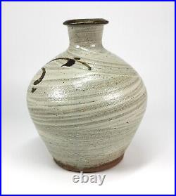 Phil Rogers Studio Pottery Ash and Hakame Glaze Vase Tenmoku Brush Decoration Phil Rogers Studio Pottery Ash and Hakame Glaze Vase Tenmoku Brush Decoration
