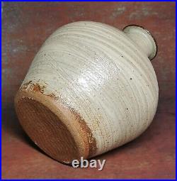 Phil Rogers Studio Pottery Ash and Hakame Glaze Vase Tenmoku Brush Decoration