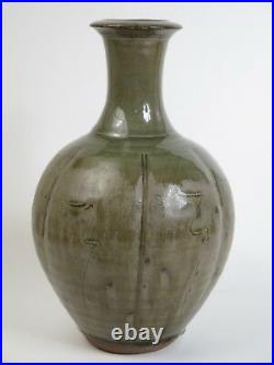 Phil Rogers studio pottery ash glazed bottle vase