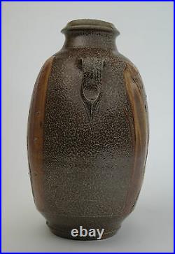 Phil Rogers studio pottery lugged salt glaze bottle vase