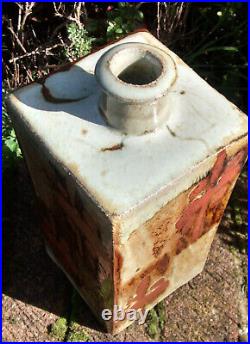 Phil Rogers studio pottery stoneware press-moulded nuka & wax resist bottle vase Phil Rogers studio pottery stoneware press-moulded nuka & wax resist bottle vase