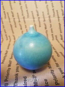 Phyliss Ihrman Original Studio Pottery Blue Weed Vase Pot Feelie Cabat Style