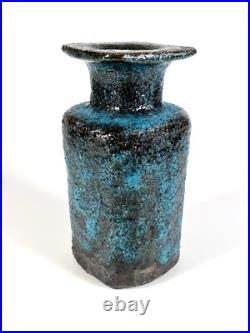 Pieter Groeneveldt vase 1960s Dutch studio pottery blue fat lava brutalist Pieter Groeneveldt vase 1960s Dutch studio pottery blue fat lava brutalist