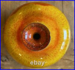 Pillin Pottery Polia William Vase Orange Bulbous Yellow MCM 1960s/70s Ball Round