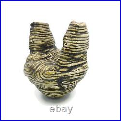 Portuguese Studio Pottery Sculptural Vase Irregular Shape, Handmade Abstract Art