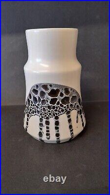 RARE 1960 LAPID Of ISRAEL Ceramic Large Vase Splat Black & White Signed HANA RARE 1960 LAPID Of ISRAEL Ceramic Large Vase Splat Black & White Signed HANA