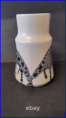 RARE 1960 LAPID Of ISRAEL Ceramic Large Vase Splat Black & White Signed HANA RARE 1960 LAPID Of ISRAEL Ceramic Large Vase Splat Black & White Signed HANA