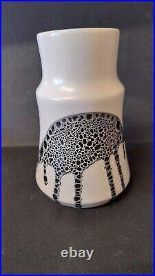 RARE 1960 LAPID Of ISRAEL Ceramic Large Vase Splat Black & White Signed HANA RARE 1960 LAPID Of ISRAEL Ceramic Large Vase Splat Black & White Signed HANA