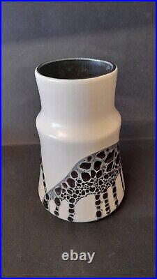 RARE 1960 LAPID Of ISRAEL Ceramic Large Vase Splat Black & White Signed HANA RARE 1960 LAPID Of ISRAEL Ceramic Large Vase Splat Black & White Signed HANA